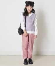 KJFEP30034 a.v.v KIDS(アー・ヴェ・ヴェ) [100-130]【洗濯機で洗える】Vネックニットベスト&長袖Ｔシャツ2点セット ブラック