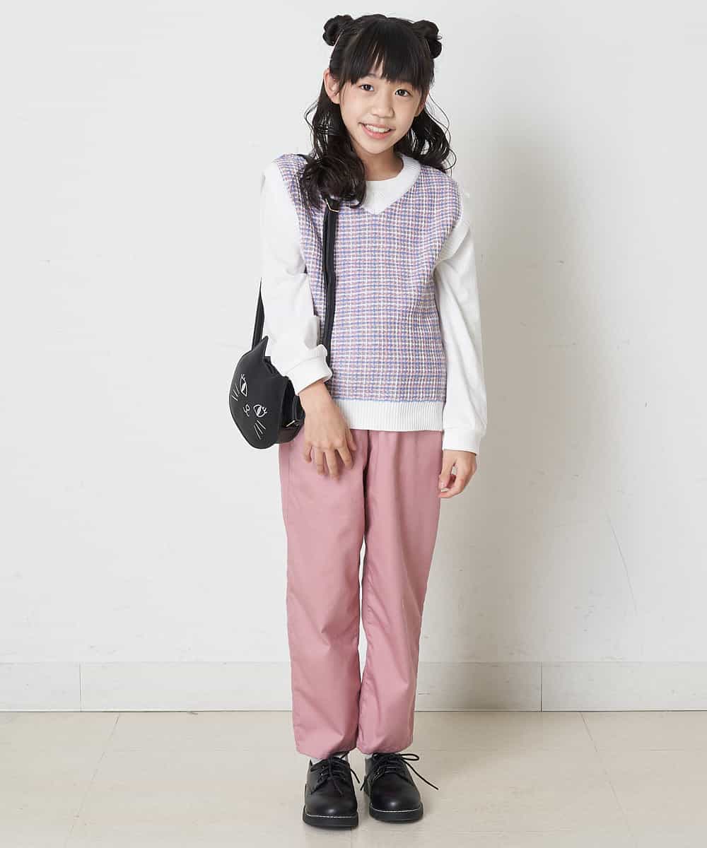 KJFEP30034 a.v.v KIDS(アー・ヴェ・ヴェ) [100-130]【洗濯機で洗える】Vネックニットベスト&長袖Ｔシャツ2点セット ブラック
