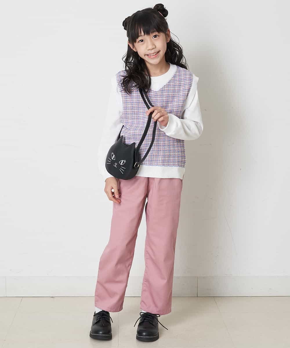 KJFEP30034 a.v.v KIDS(アー・ヴェ・ヴェ) [100-130]【洗濯機で洗える】Vネックニットベスト&長袖Ｔシャツ2点セット ブラック