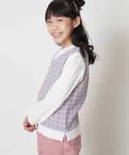 KJFEP30034 a.v.v KIDS(アー・ヴェ・ヴェ) [100-130]【洗濯機で洗える】Vネックニットベスト&長袖Ｔシャツ2点セット ブラック