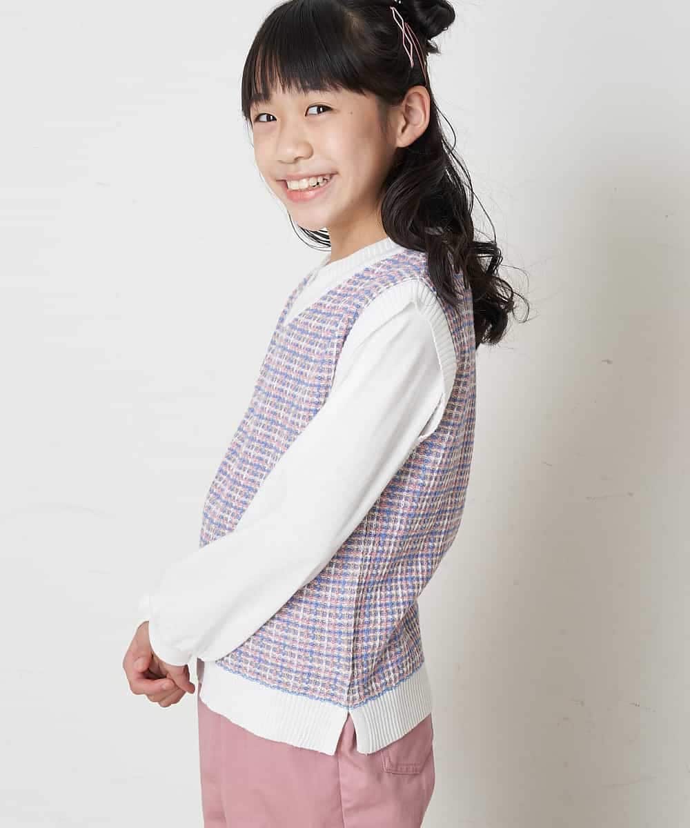 KJFEP30034 a.v.v KIDS(アー・ヴェ・ヴェ) [100-130]【洗濯機で洗える】Vネックニットベスト&長袖Ｔシャツ2点セット ブラック