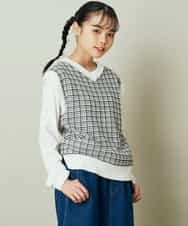 KJFEQ30039 a.v.v KIDS(アー・ヴェ・ヴェ) [140-150]【洗濯機で洗える】Vネックニットベスト&長袖Ｔシャツ2点セット ブラック