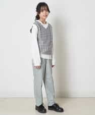 KJFEQ30039 a.v.v KIDS(アー・ヴェ・ヴェ) [140-150]【洗濯機で洗える】Vネックニットベスト&長袖Ｔシャツ2点セット ブラック