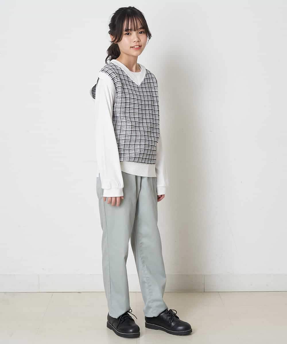 KJFEQ30039 a.v.v KIDS(アー・ヴェ・ヴェ) [140-150]【洗濯機で洗える】Vネックニットベスト&長袖Ｔシャツ2点セット ブラック