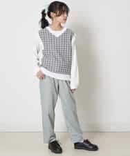 KJFEQ30039 a.v.v KIDS(アー・ヴェ・ヴェ) [140-150]【洗濯機で洗える】Vネックニットベスト&長袖Ｔシャツ2点セット ブラック