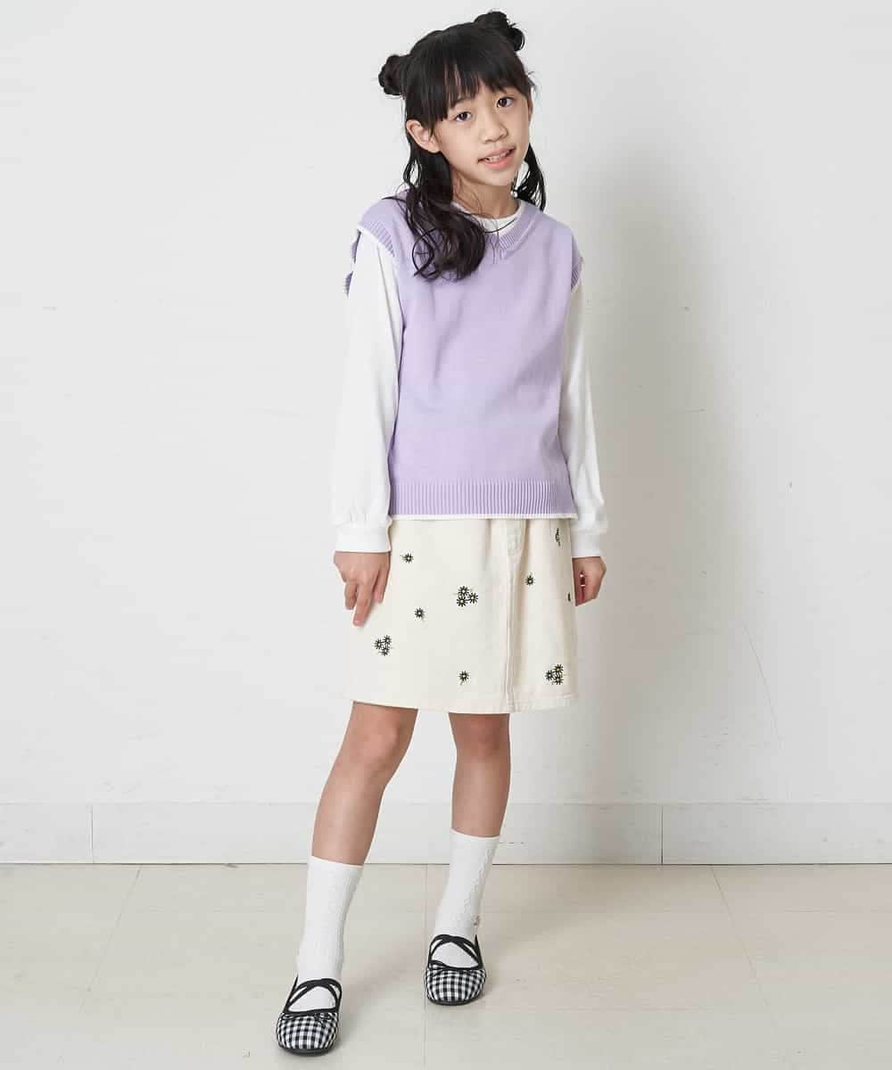 KJFEQ30039 a.v.v KIDS(アー・ヴェ・ヴェ) [140-150]【洗濯機で洗える】Vネックニットベスト&長袖Ｔシャツ2点セット ブラック