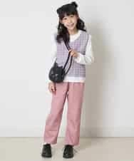 KJFER30044 a.v.v KIDS(アー・ヴェ・ヴェ) [160]【洗濯機で洗える】Vネックニットベスト&長袖Ｔシャツ2点セット ラベンダー