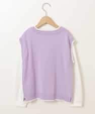 KJFER30044 a.v.v KIDS(アー・ヴェ・ヴェ) [160]【洗濯機で洗える】Vネックニットベスト&長袖Ｔシャツ2点セット ラベンダー