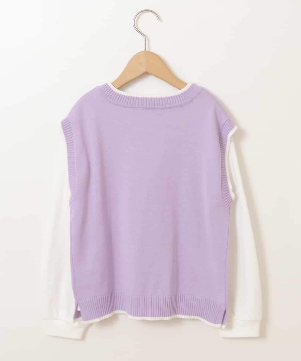 KJFER30044 a.v.v KIDS(アー・ヴェ・ヴェ) [160]【洗濯機で洗える】Vネックニットベスト&長袖Ｔシャツ2点セット ラベンダー