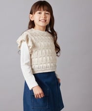 KJFEW30049 a.v.v KIDS(アー・ヴェ・ヴェ) [140-150]【2点セット】透かし編みカラーネップベストセット ラベンダー