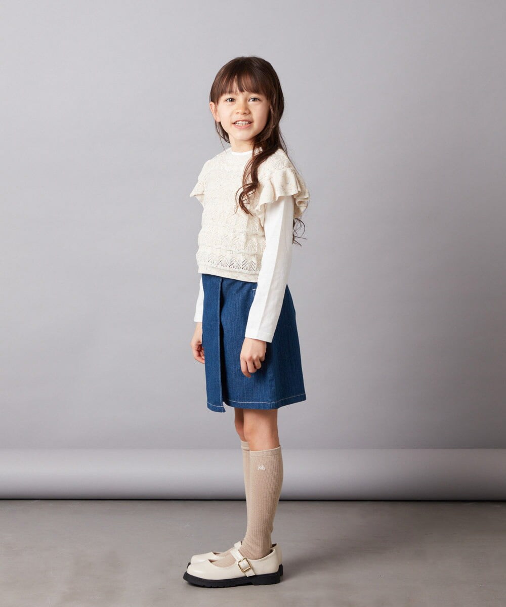 KJFEX30054 a.v.v KIDS(アー・ヴェ・ヴェ) [160]【2点セット】透かし編みカラーネップベストセット アイボリー