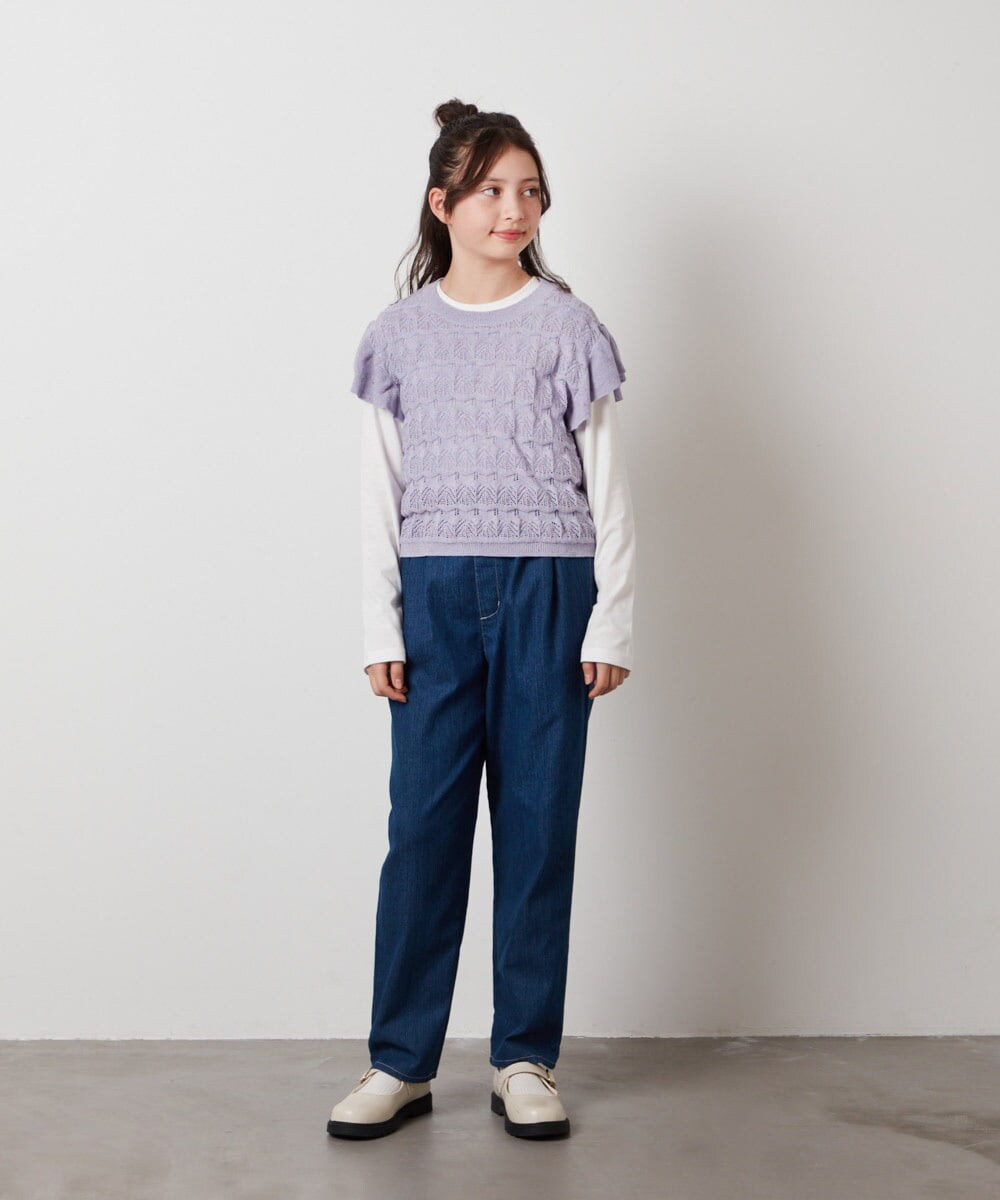 KJFEX30054 a.v.v KIDS(アー・ヴェ・ヴェ) [160]【2点セット】透かし編みカラーネップベストセット アイボリー