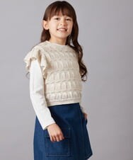 KJFEX30054 a.v.v KIDS(アー・ヴェ・ヴェ) [160]【2点セット】透かし編みカラーネップベストセット アイボリー