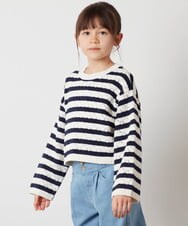 KJFEX32044 a.v.v KIDS(アー・ヴェ・ヴェ) [160]ラメボーダーショートニット ベージュ