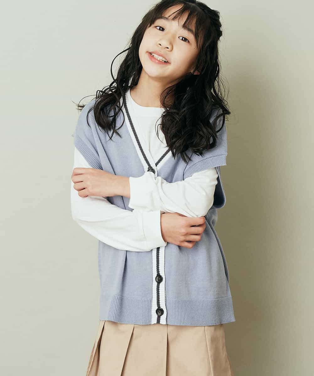 KJFFP41039 a.v.v KIDS(アー・ヴェ・ヴェ) [100-130]【2点セット】チルデンニットベストセット ライトブルー