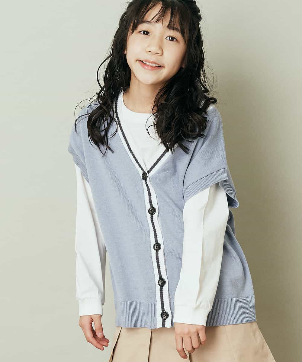 KJFFP41039 a.v.v KIDS(アー・ヴェ・ヴェ) [100-130]【2点セット】チルデンニットベストセット ライトブルー