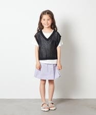 KJFFS01034 a.v.v KIDS(アー・ヴェ・ヴェ) [120-130]【2点セット】サイドリボンメッシュニットベストセット ブラック