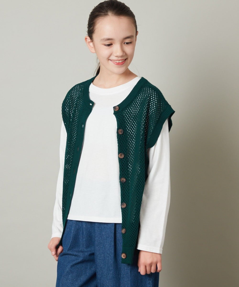 KJFFS40039 a.v.v KIDS(アー・ヴェ・ヴェ) [120-130]【2点セット/2WAY】バックボタンメッシュニットベストセット ブラック