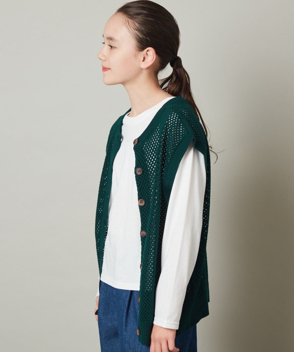 KJFFS40039 a.v.v KIDS(アー・ヴェ・ヴェ) [120-130]【2点セット/2WAY】バックボタンメッシュニットベストセット ブラック
