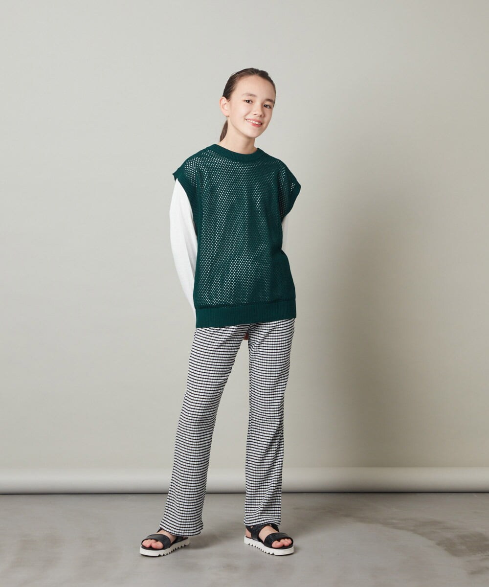 KJFFS40039 a.v.v KIDS(アー・ヴェ・ヴェ) [120-130]【2点セット/2WAY】バックボタンメッシュニットベストセット ブラック