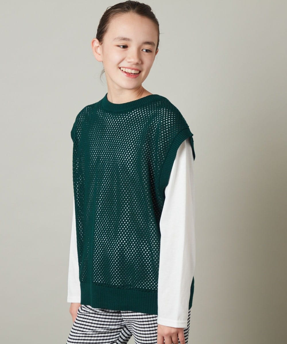 KJFFS40039 a.v.v KIDS(アー・ヴェ・ヴェ) [120-130]【2点セット/2WAY】バックボタンメッシュニットベストセット ブラック