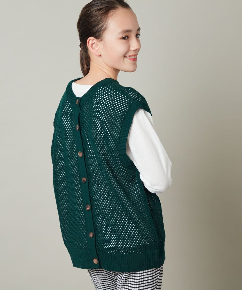 KJFFS40039 a.v.v KIDS(アー・ヴェ・ヴェ) [120-130]【2点セット/2WAY】バックボタンメッシュニットベストセット ブラック
