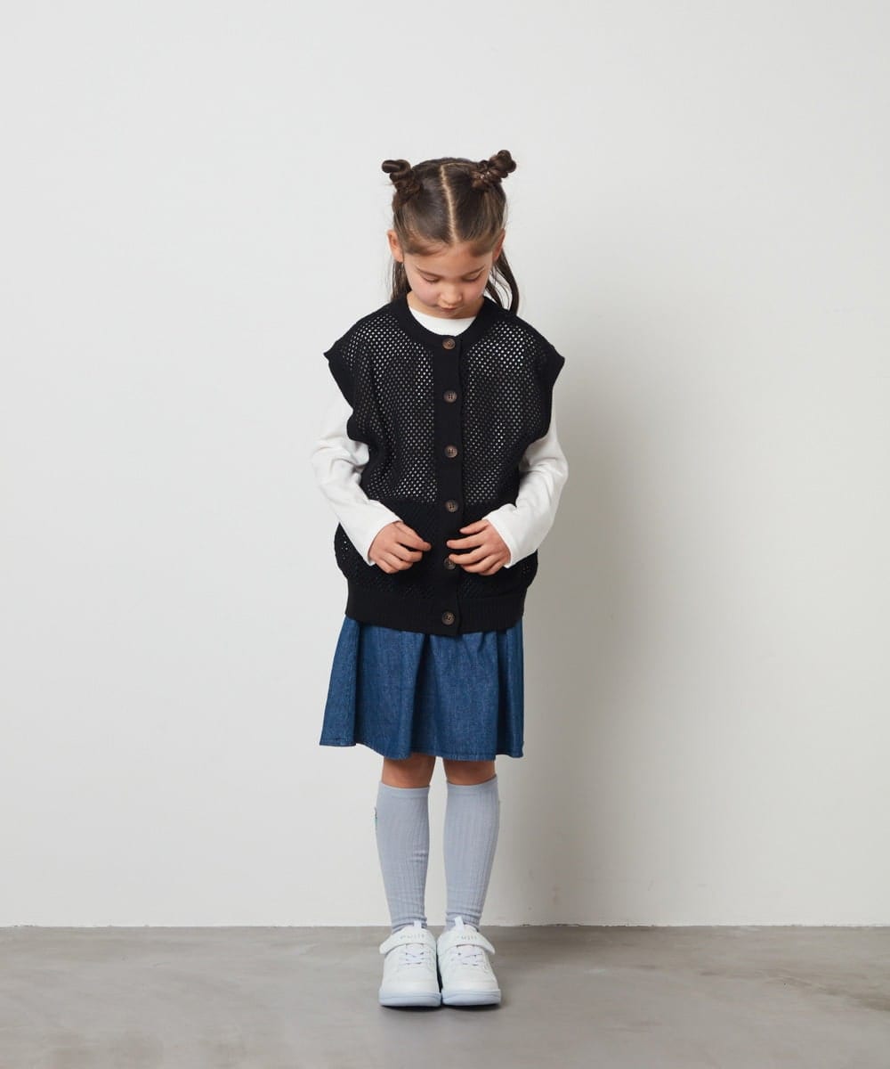 KJFFS40039 a.v.v KIDS(アー・ヴェ・ヴェ) [120-130]【2点セット/2WAY】バックボタンメッシュニットベストセット ブラック