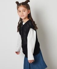 KJFFS40039 a.v.v KIDS(アー・ヴェ・ヴェ) [120-130]【2点セット/2WAY】バックボタンメッシュニットベストセット ブラック