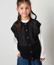 KJFFS40039 a.v.v KIDS(アー・ヴェ・ヴェ) [120-130]【2点セット/2WAY】バックボタンメッシュニットベストセット ブラック