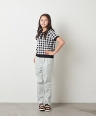 KJFFS43039 a.v.v KIDS(アー・ヴェ・ヴェ) [150-160]ギンガムチェックニットトップス グリーン