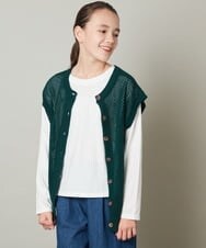 KJFFT40044 a.v.v KIDS(アー・ヴェ・ヴェ) [140-150]【2点セット/2WAY】バックボタンメッシュニットベストセット グリーン