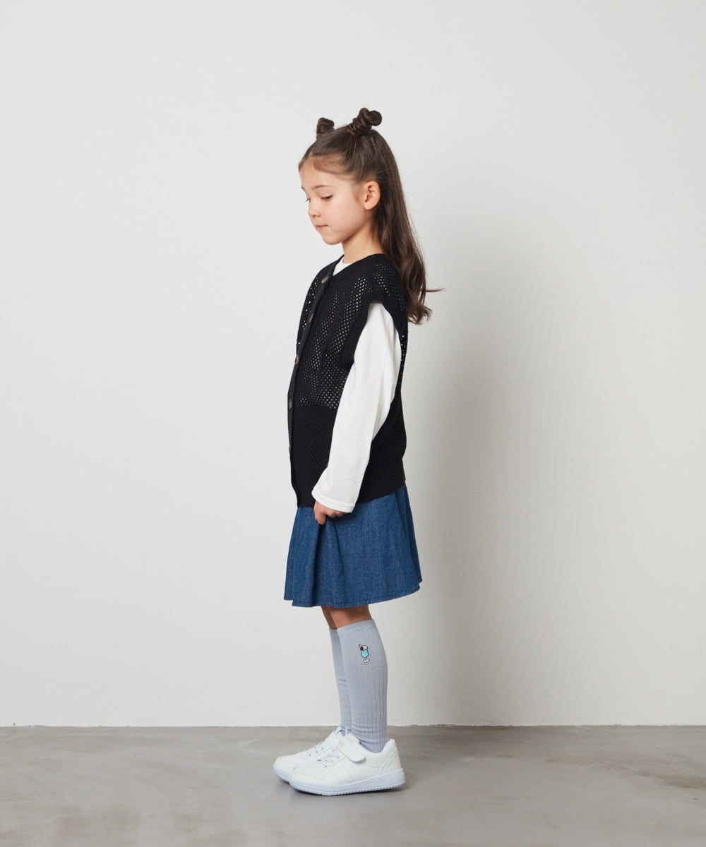 KJFFT40044 a.v.v KIDS(アー・ヴェ・ヴェ) [140-150]【2点セット/2WAY】バックボタンメッシュニットベストセット グリーン