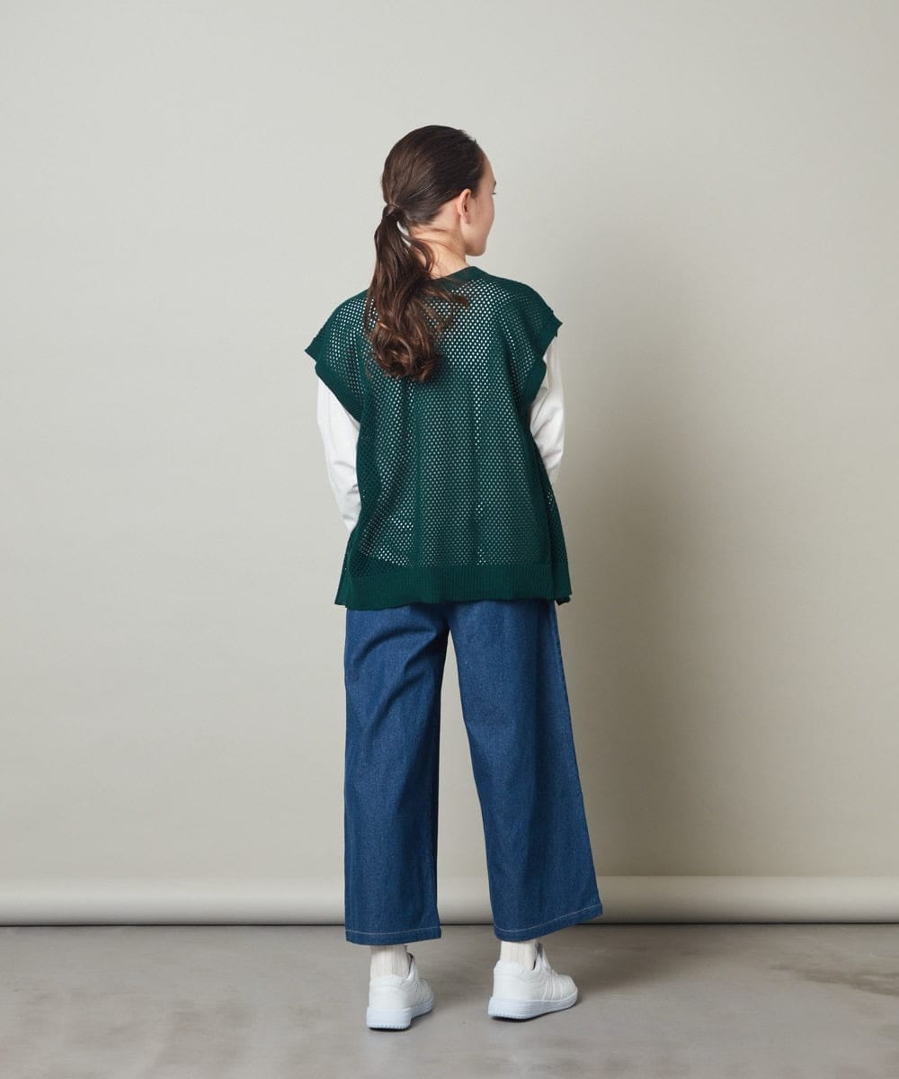 KJFFT40044 a.v.v KIDS(アー・ヴェ・ヴェ) [140-150]【2点セット/2WAY】バックボタンメッシュニットベストセット グリーン