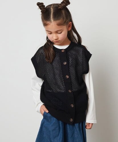 KJFFT40044 a.v.v KIDS [140-150]【2点セット/2WAY】バックボタンメッシュニットベストセット