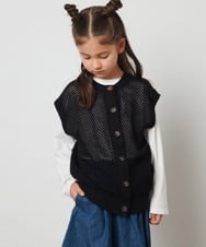 KJFFT40044 a.v.v KIDS(アー・ヴェ・ヴェ) [140-150]【2点セット/2WAY】バックボタンメッシュニットベストセット ブラック