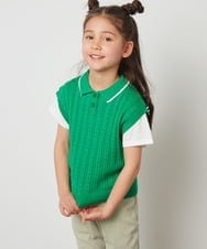 KJFFT41044 a.v.v KIDS(アー・ヴェ・ヴェ) [140-150]【2点セット】アイレット柄襟付きニットベストセット ブラック