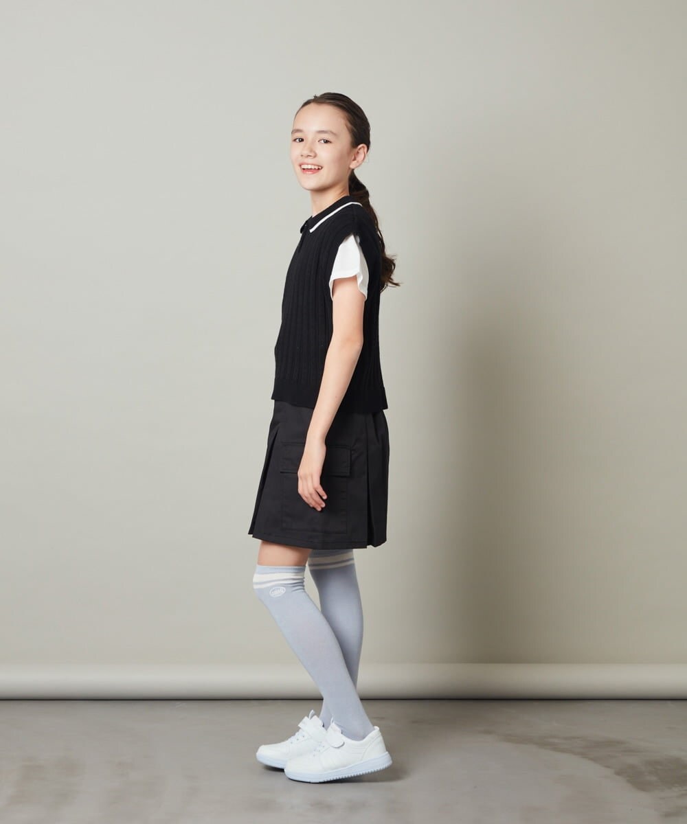 KJFFT41044 a.v.v KIDS(アー・ヴェ・ヴェ) [140-150]【2点セット】アイレット柄襟付きニットベストセット ブラック