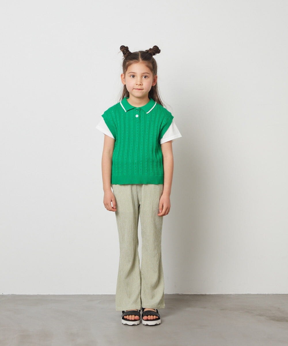 KJFFT41044 a.v.v KIDS(アー・ヴェ・ヴェ) [140-150]【2点セット】アイレット柄襟付きニットベストセット ブラック