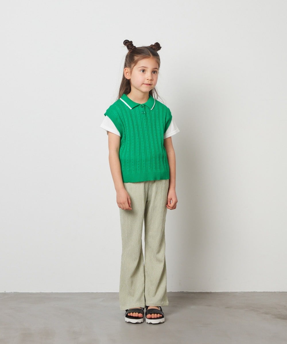 KJFFT41044 a.v.v KIDS(アー・ヴェ・ヴェ) [140-150]【2点セット】アイレット柄襟付きニットベストセット ブラック