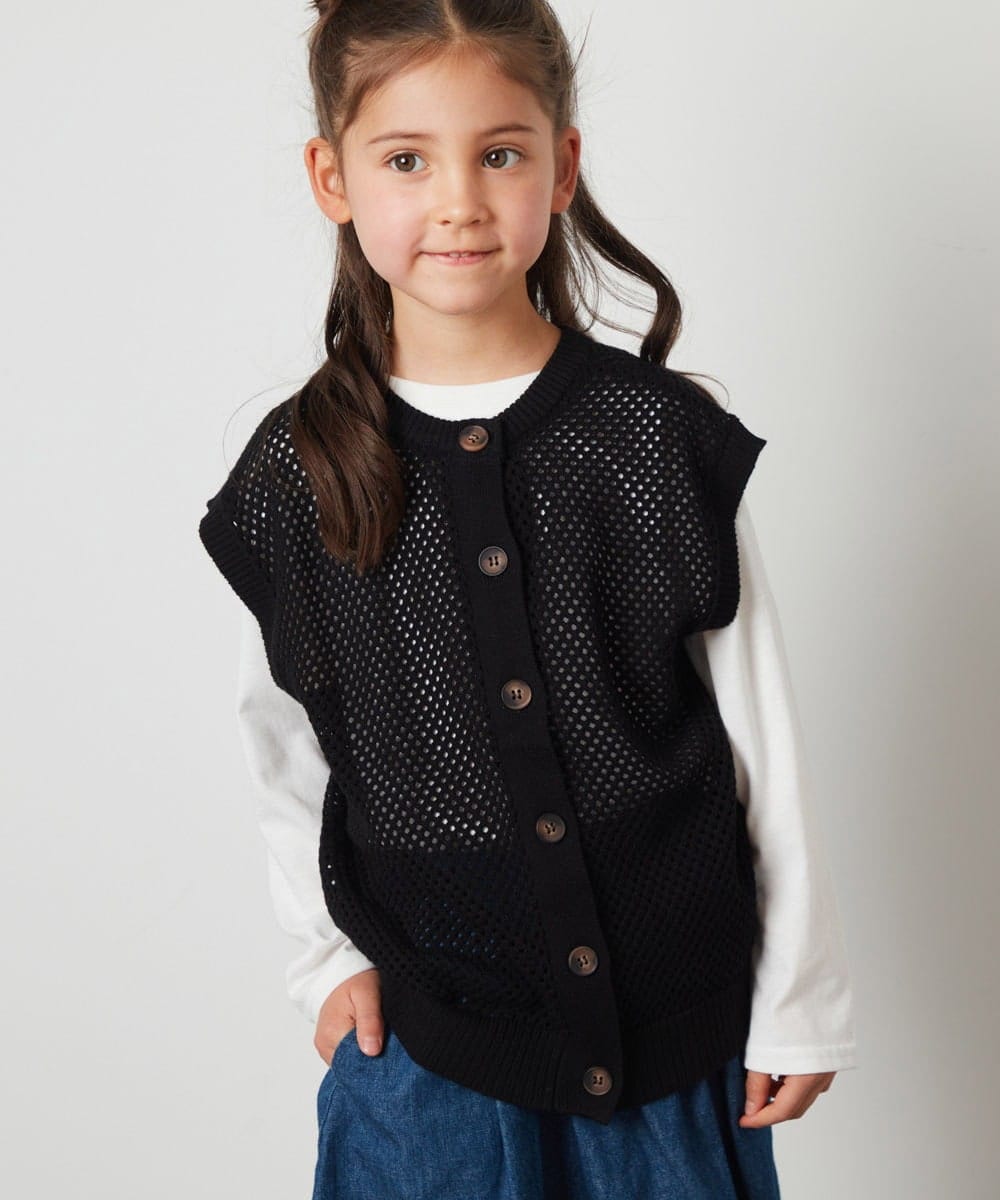 KJFFU40049 a.v.v KIDS(アー・ヴェ・ヴェ) [160]【2点セット/2WAY】バックボタンメッシュニットベストセット グリーン