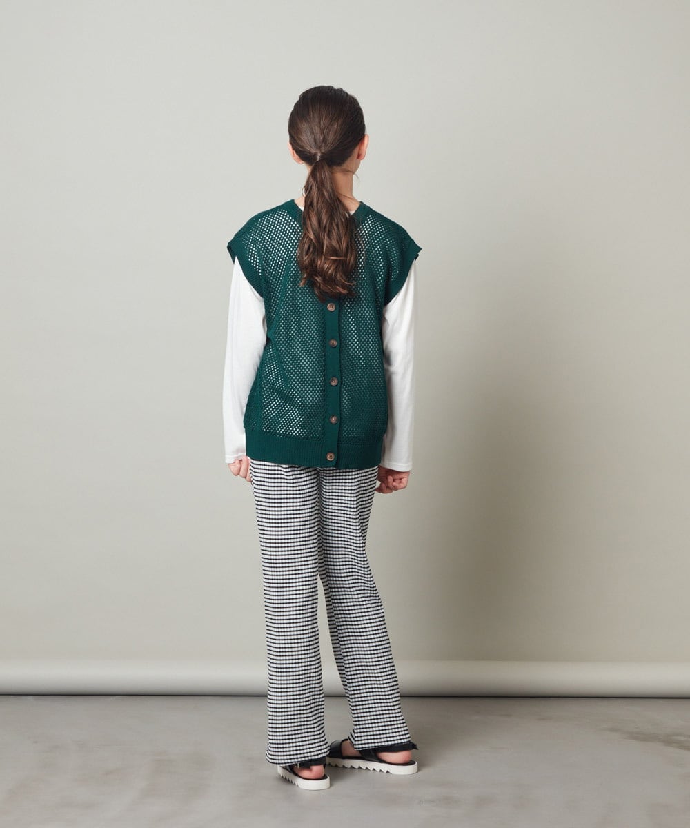 KJFFU40049 a.v.v KIDS(アー・ヴェ・ヴェ) [160]【2点セット/2WAY】バックボタンメッシュニットベストセット グリーン