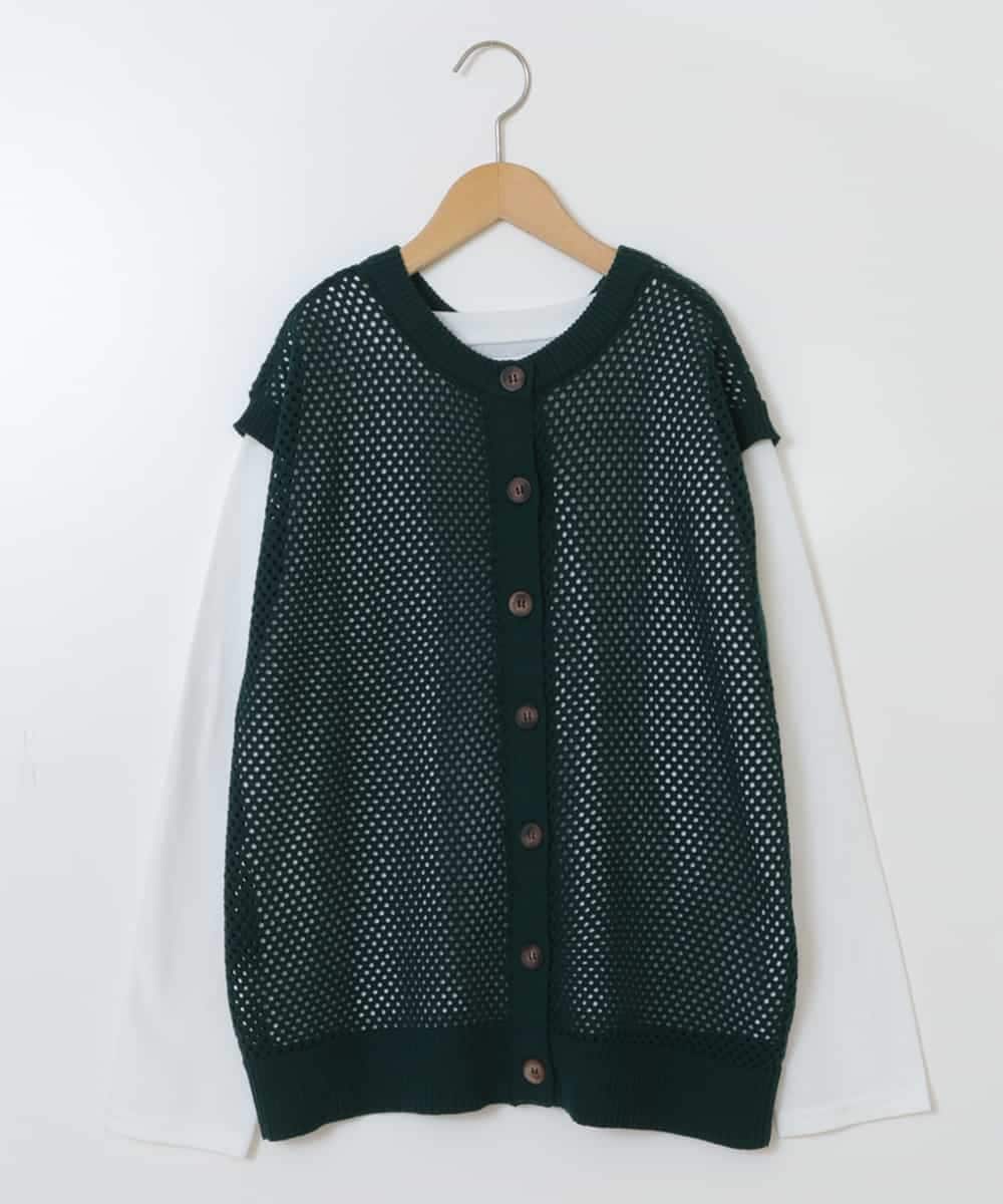 KJFFU40049 a.v.v KIDS(アー・ヴェ・ヴェ) [160]【2点セット/2WAY】バックボタンメッシュニットベストセット グリーン