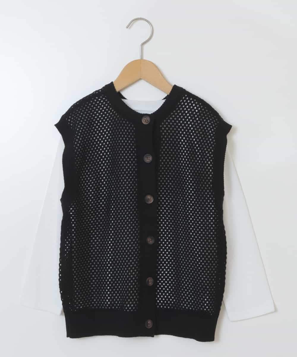 KJFFU40049 a.v.v KIDS(アー・ヴェ・ヴェ) [160]【2点セット/2WAY】バックボタンメッシュニットベストセット ブラック