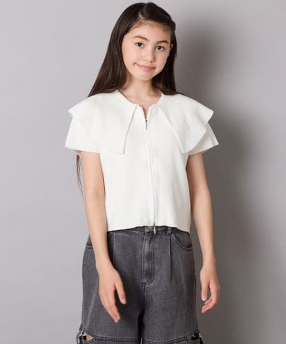 KJFGA02049 a.v.v KIDS [130-160]ビッグカラージップアップニット