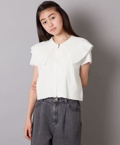 KJFGA02049 a.v.v KIDS [130-160]ビッグカラージップアップニット