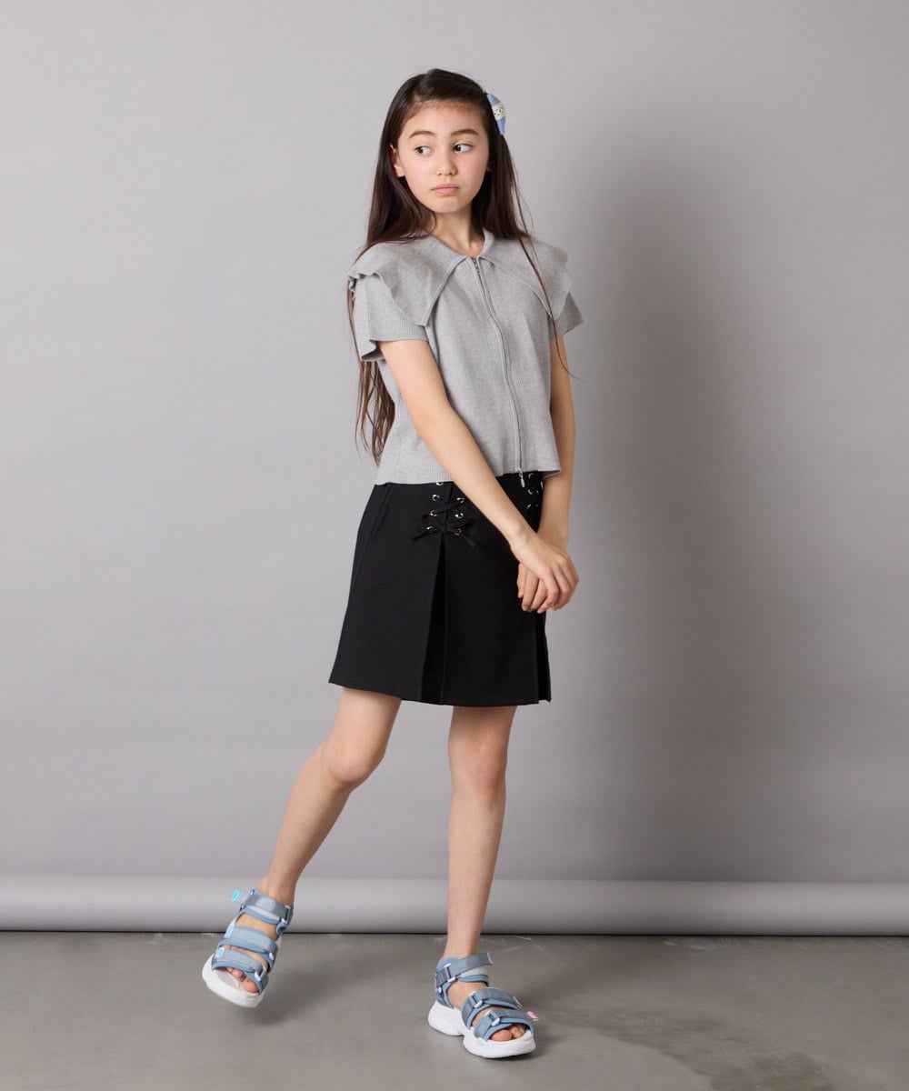 KJFGA02049 a.v.v KIDS(アー・ヴェ・ヴェ) [130-160]ビッグカラージップアップニット ホワイト