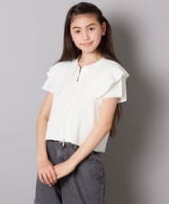 KJFGA02049 a.v.v KIDS(アー・ヴェ・ヴェ) [130-160]ビッグカラージップアップニット ホワイト