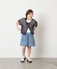 KJFGD55049 a.v.v KIDS(アー・ヴェ・ヴェ) [120-160][SET][ママとお揃いコーデが叶う]メッシュニットレイヤードトップス ダークグレー