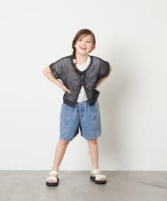 KJFGD55049 a.v.v KIDS(アー・ヴェ・ヴェ) [120-160][SET][ママとお揃いコーデが叶う]メッシュニットレイヤードトップス ダークグレー