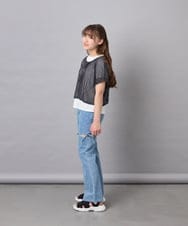 KJFGD55049 a.v.v KIDS(アー・ヴェ・ヴェ) [120-160][SET][ママとお揃いコーデが叶う]メッシュニットレイヤードトップス ダークグレー